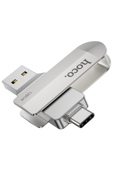 Hoco UD10 128GB USB 3.0 Στικάκι με σύνδεση USB-A & USB-C Ασημί