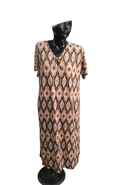 STAR CİTY V-Neck Short Sleeve Combed Cotton Dress