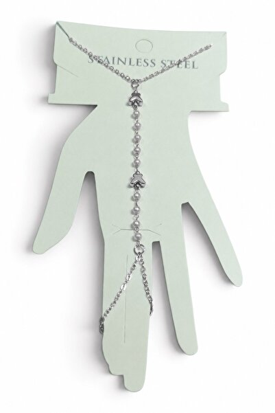 X-Lady Accessories Gümüş Renk Kelebek Sıralı İnci Çelik Şahmeran - 3908