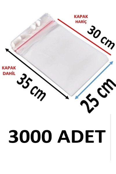 MTKardeşler 3000 قطعة 25X30+5 سم كيس جيلاتين لاصق شفاف
