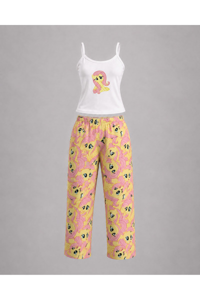 Yukatay Sarı My Little Pony Fluttershy Desenli Premium Pijama Takımı -YUKATAY