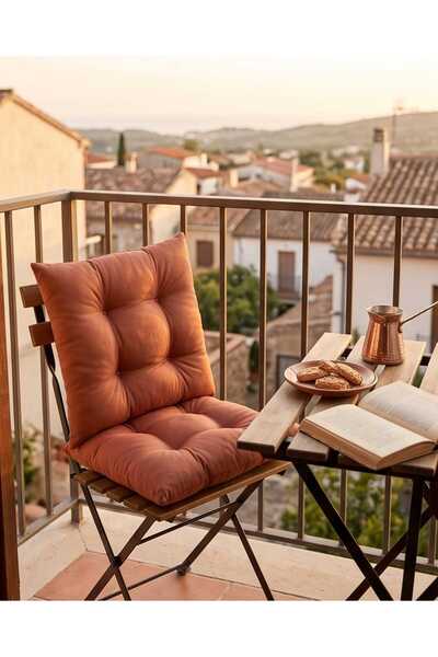 incila home 2’Lİ Pofidik (Kahverengi) Sandalye Minderi, Bağcıklı 40x40