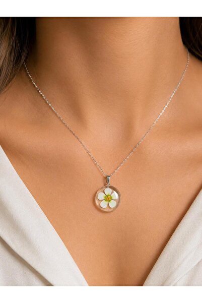 naturel glow Handmade Murano Glass White Flower Pendant and Steel Tarnish Res...