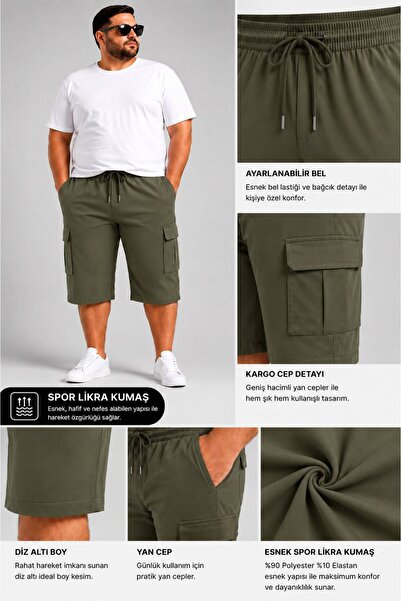 SEWANO Men's Lycra Fabric Bermuda Capri with Cargo Pockets