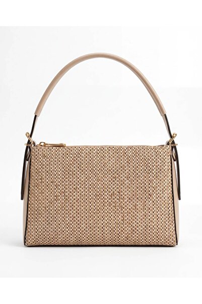 Lurella Collection Women's Double-Sided Straw and Leather Detailed Hand and S...