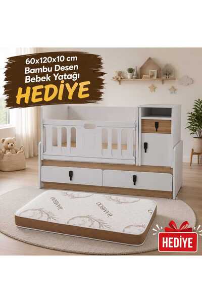 Moonra Home Şifonyerli Uzayan Beşik Asansözlü Beşik Karyola olan Beşik Yatak ...