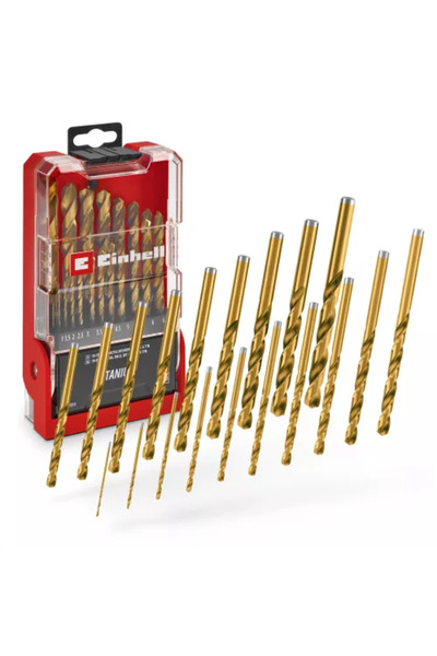 Einhell Set de 19 burghie metal HSS-G din titan otel HSS 4341 acoperit cu tit...