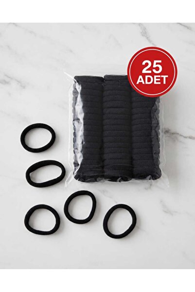 invictus design Kadın Siyah 25'li Havlu Esnek Kaliteli Lastik Toka