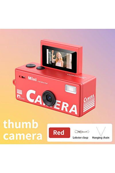 Choice5 Red Ourlife Mini Thumb Camera 0.96inch Flip Screen Keychain Camera Re...