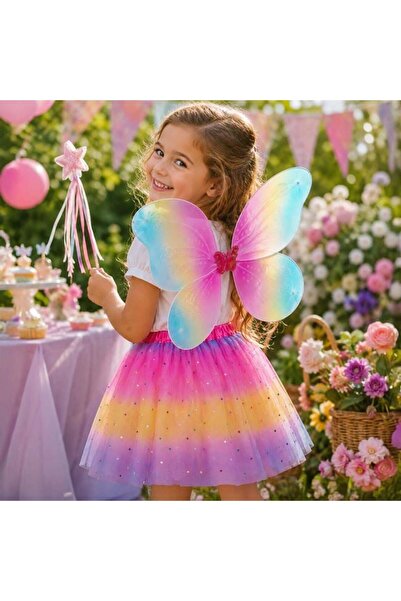 IRO Set costum cu aripi de fluture curcubeu și fustă tutu