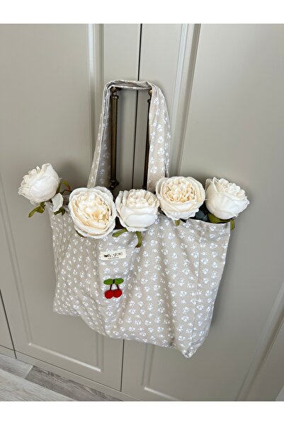 ToffyStore Beige Color Cherry Detail Bag