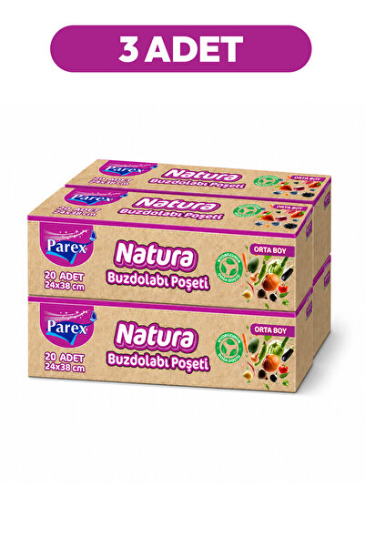 Parex Natura Refrigerator Bags Medium Size 20 Pieces 24 X 38 cm Four Pack Thr...