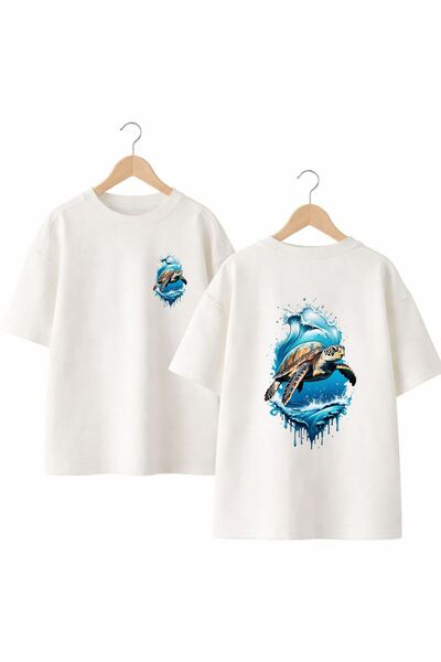 playwear تي شيرت كاريتا دينير مطبوع من الخلف والصدر الأمامي مصنوع من القطن بن...