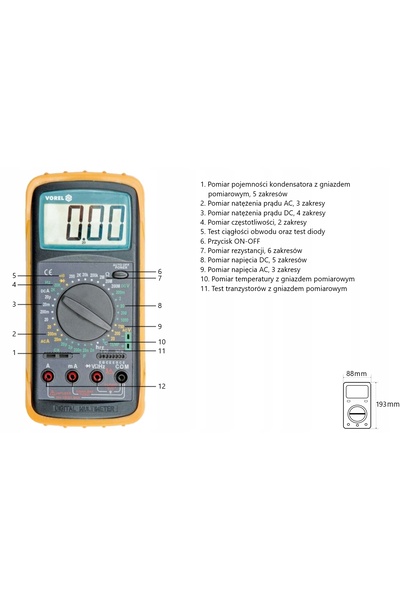 NO BRAND Multimetru digital profesional, ampermetru, tester electric + baterie