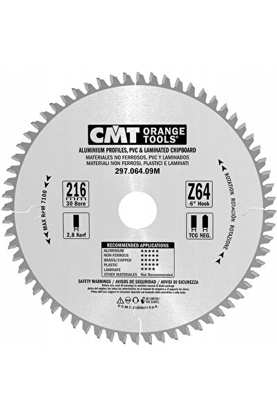 CMT Disc de tăiere pentru aluminiu, laminat, compozit 216x30 mm 64Z 297.064.09M
