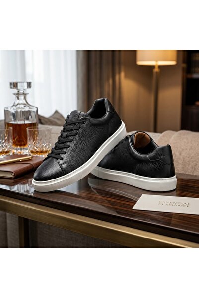 SİYAH FLOETER DERİ BÜYÜK NUMARA SNEAKER