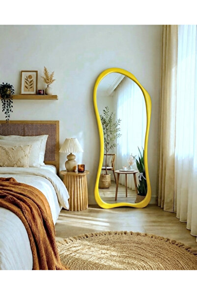 UĞURLU HOME 180x80 cm Sarı Asimetrik Ayaklı Ayna - Yatak Odası Ayaklı Boy Ayn...