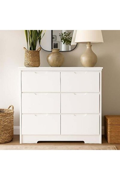 Palma homez Modern Organization Dresser with 6 Drawers - White 80 x 48 x 80 cm