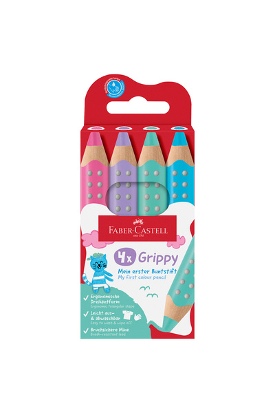 Faber Castell Grippy Boya Kalemi, 4'lü,Ergonomik Üçgen Tasarım,Suda Çözünür,J...