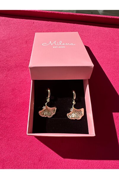 Milena Designer Store Milena Istanbul Hoop Earrings with Stone Fan-Shaped Dangle