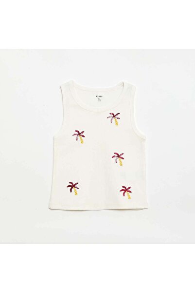 KIABI Tank top with fancy embroidery WHITE