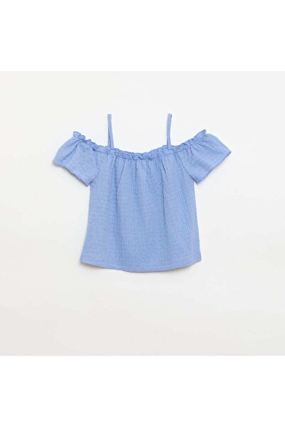 KIABI Smocked top with thin straps BLUE