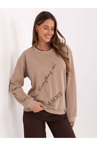 Relevance Women's Sweatshirt, RELEVANCE, Cotton, Long Sleeve, Beige, model RV...