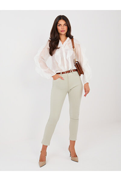M'SARA Blugi Dama Conica, Guler inalt, M.Sara, Gri Eleganta Office