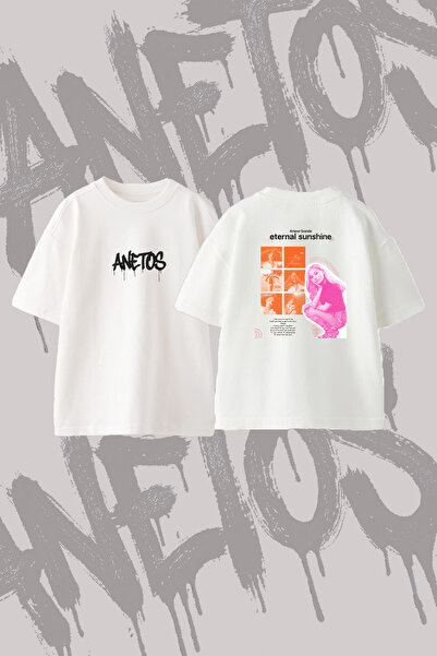 Anetos Ariana Grande_70 Design Back Printed Cotton White Oversize T-Shirt