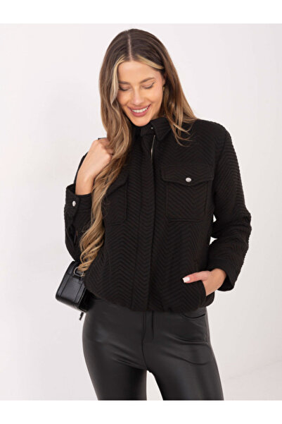 rue parıs Long-sleeved women's jacket, lapel, rue paris, summer black model r...
