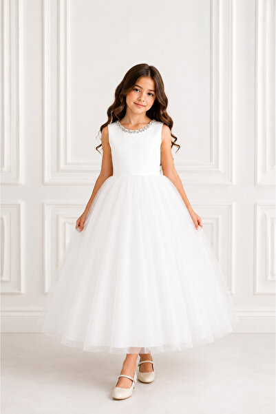 Moky Dizayn Rhinestone Embellished Dress Tulle