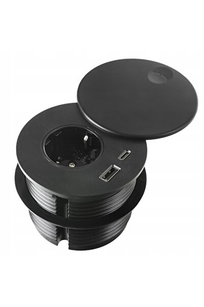 Spacetronik Priză încastrată de blat, rotundă, USB-C, USB-A, Schuko tip F