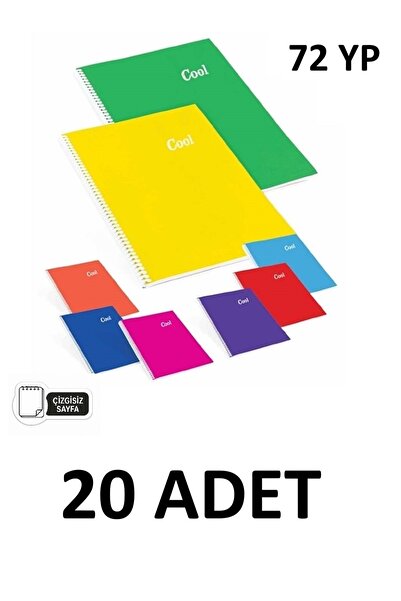 KESKİN COLOR 20 Τεμάχια Α4 Σπιράλ 72 Φύλλα Χωρίς Γραμμές (Απλό) Τετράδιο με Ε...