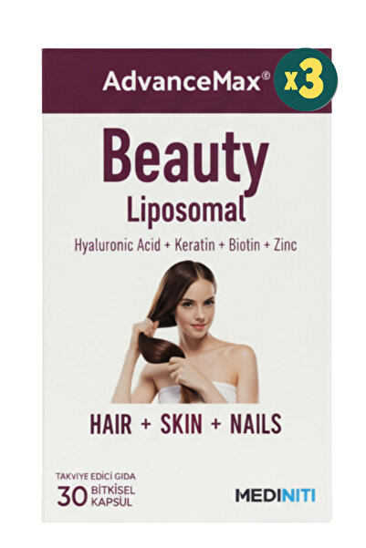 AdvanceMax Beauty Lipozomal Hyalüronik Asit Keratin Biotin Zn 30 Kapsül 3 Adet
