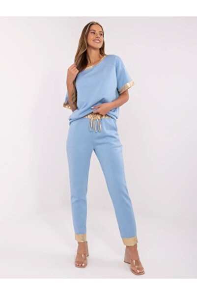 Italy Moda Women's Suit, ITALY MODA, Viscose, Short Sleeve, Blue, model MI-KM...