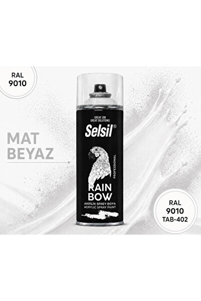 Selsil RAİNBOW AKRİLİK SPREY BOYA MAT BEYAZ RAL 9010 (400 ML)