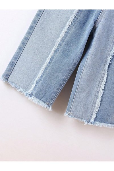 JO FASHION Baby Girls Elastic Waist Jeans Wide Leg Flare Pants with Flat Pockets Casual Daily Wear
