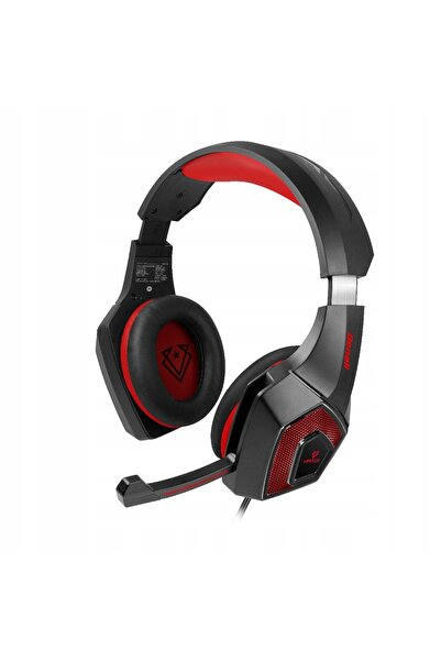 VERTUX Căști Over-Ear 40mm Denali Roșii 3,5mm + USB RGB LED pentru jocuri