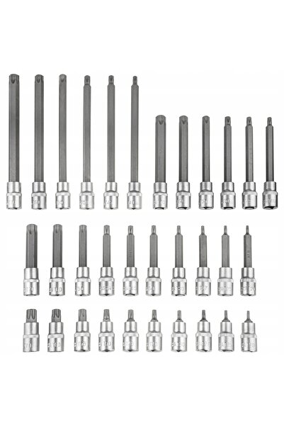 Vorfal Chei tubulare lungi Torx cu cap cilindric T20-T70 1/2 " 32 EL. CRV