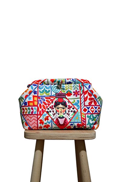 BUSRAKAZANCDESİGN Frida Kahlo Desenli Gizli Burslu Portföy Clutch Çanta