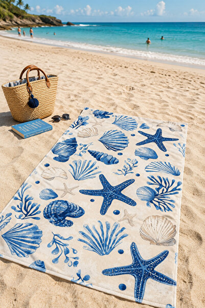 Moud's Digital Printed 70X150Cm Seashells Patterned Beach Towel - Bath Towel ...