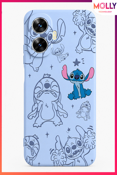Molly REALME C55 İçin Bebe Mavisi Stitch Tatlı Çılgınlık Desenli Silikon Kılıf