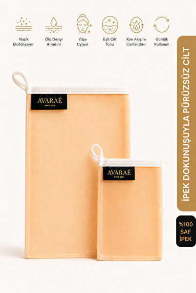Avaraé Premium 2'li İpek Kese Seti %100 Saf İpek Yüz ve Vücut İçin Peeling Ke...