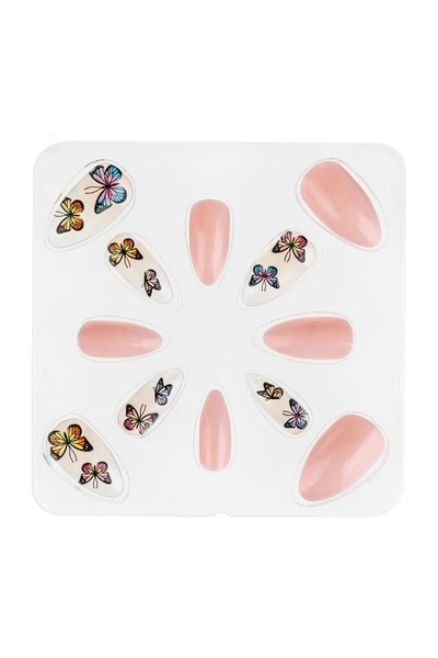 OEM Unghii false cu glitter cu adeziv inclus, 12 bucăți, formă migdală – mani...