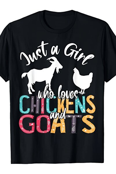 En22 تي شيرت لطيف بطبعة "Just A Who Loves Chickens Goats Farmer" - تي شيرت بر...