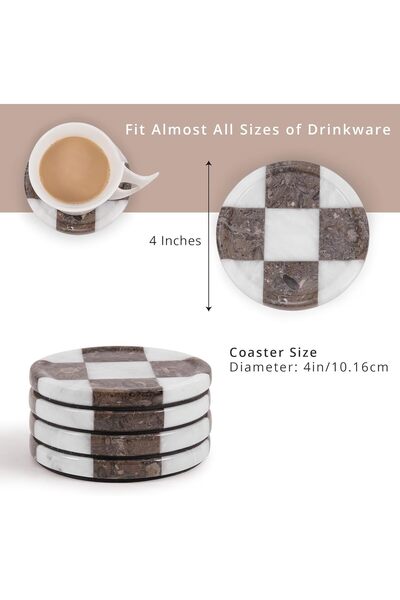 Radicaln Marble Coasters Set of 4, White & Oceanic Drink Coasters for Coffee ...