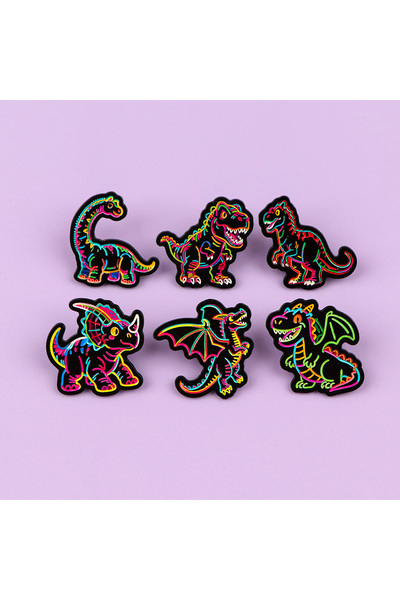 Choice 6pcs 6pcs Glow in the Dark Neon Dragon Enamel Pin Set Fashion Luminous...