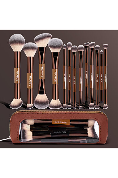 Choice Coffee Brown MAANGE 13pcs Makeup Brushes with Storage Bag Foundation B...