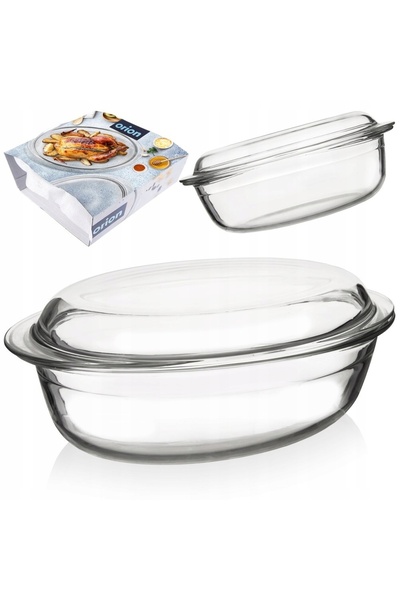 Orionis Vas termorezistent 33 x 20 cm 3 L cu capac din sticlă borosilicată ORION