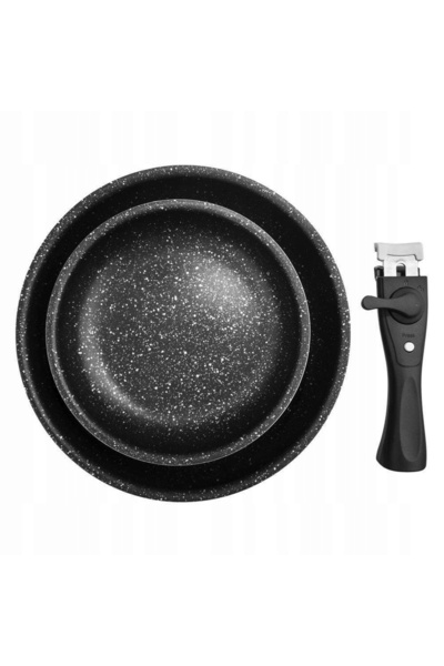 Orion Set complet de tigăi din granit 2x, 20+26 cm, cu mâner detașabil
